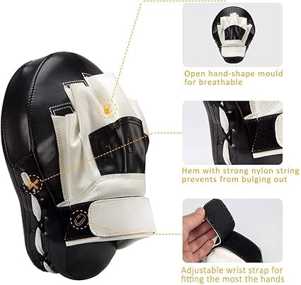 Boxing Curved Focus Punching Mitts- Leatherette Training Hand Pads